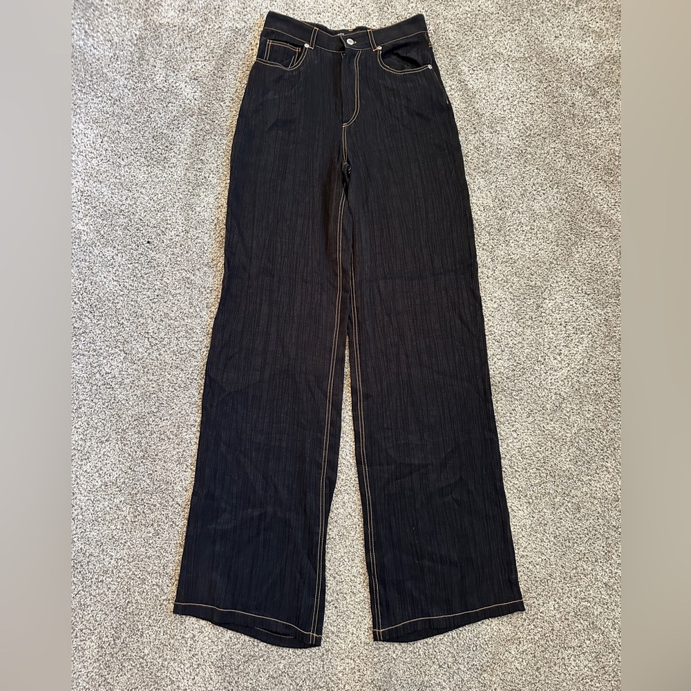 Zara wide leg pants with contrast stitching, XS, like-new condition
